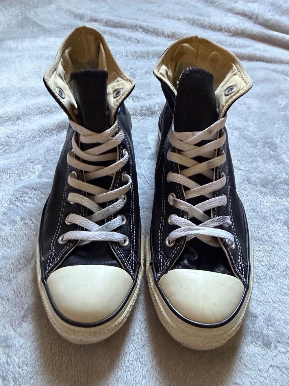 Converse Chuck Taylor All Star Leather High Top Black & White Sneakers - Picture 7 of 10